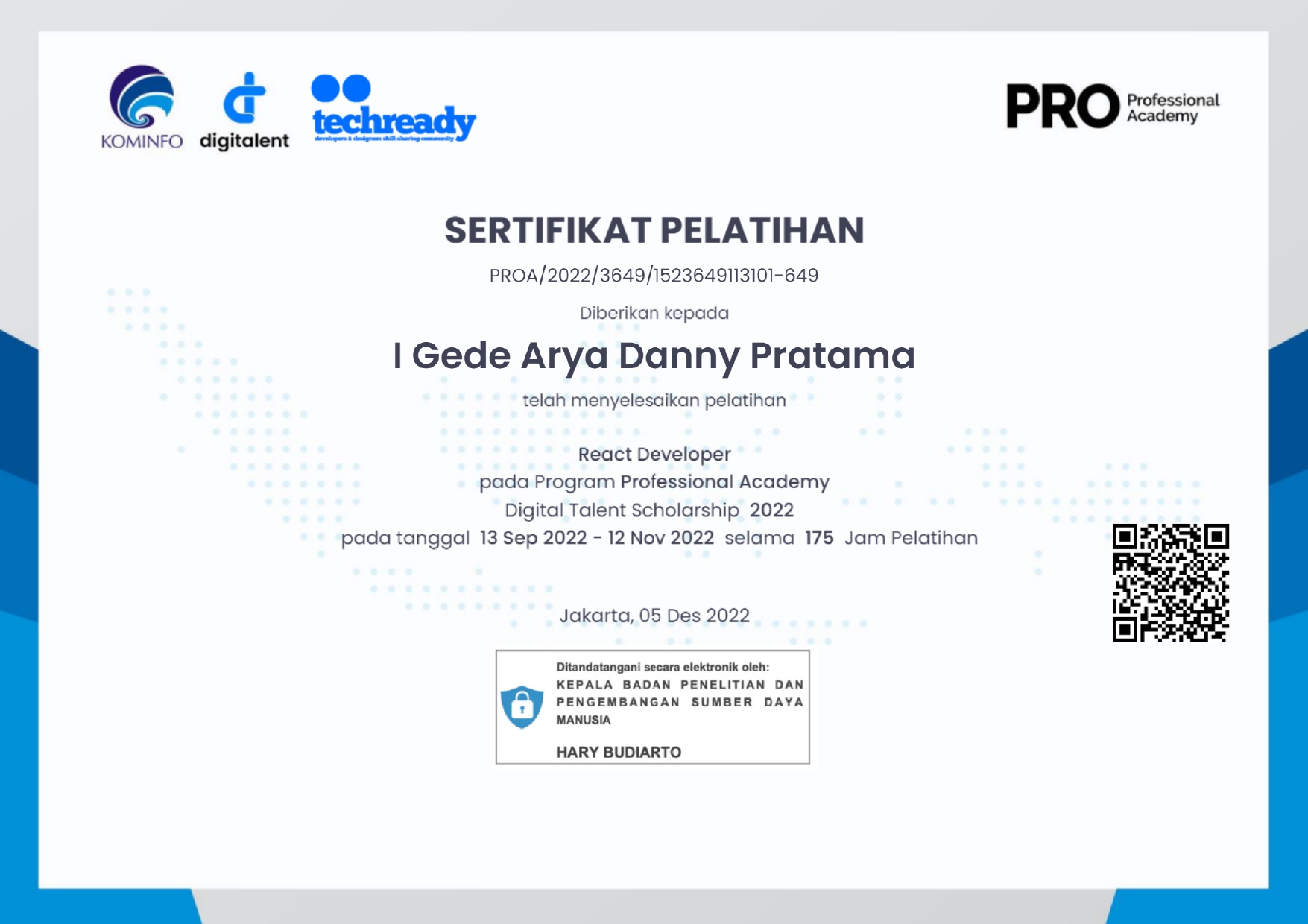 Pro Academy React Developer Certificate